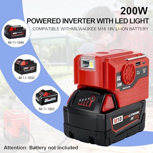 waxpar 200w power inverter for milwaukee m18 18v battery