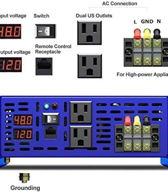 ‎xyz invt 2000w 48v pure sine wave inverter with remote control