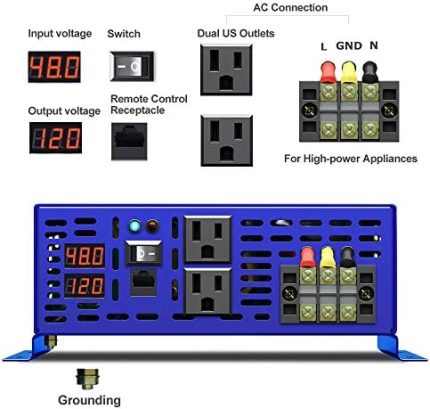 ‎xyz invt 2000w 48v pure sine wave inverter with remote control