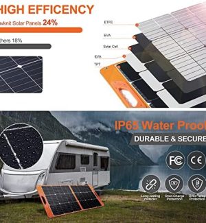 ‎luvknit 100w solar panel for camping portable, hiking, off-grid living