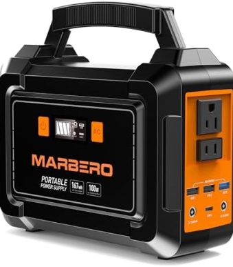 marbero 200w portable power station for travel, fishing