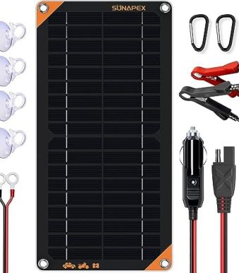 sunapex 10w solar car battery charger & maintainer kit