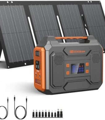 ‎zerokor portable 300w solar generator with foldable 60w panel