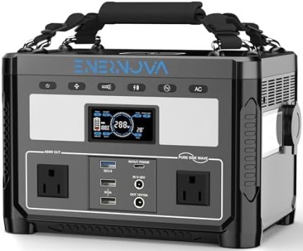 enernova portable power station with 600w ac outlets and solar generator