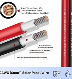 aakl 30ft 10awg solar extension cable for pv panel installation