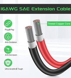 bateria power 25ft 16awg battery charger extension cord with sae connector