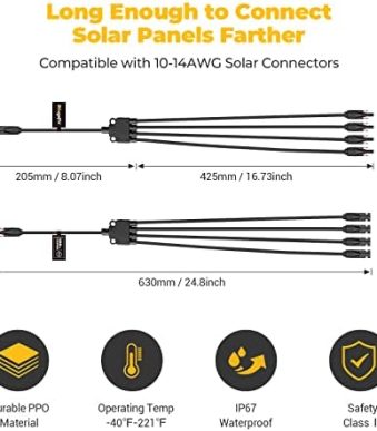 bougerv solar panel y branch connectors 2 pairs kit
