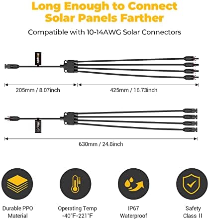 bougerv solar panel y branch connectors 2 pairs kit