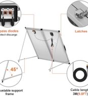 dokio portable 150w solar suitcase kit for charging batteries.