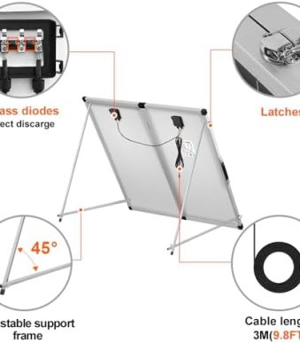 dokio portable 150w solar suitcase kit for charging batteries.