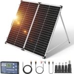 dokio portable 150w solar suitcase kit for charging batteries.