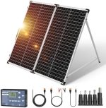 dokio portable 150w solar suitcase kit for charging batteries.
