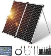 dokio portable 150w solar suitcase kit for charging batteries.