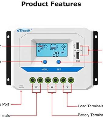 epever 10a solar charge controller with dual usb output
