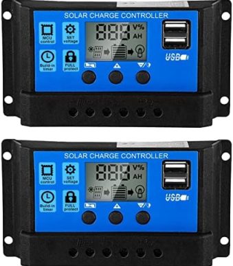 flutesan solar panel controller dual usb with lcd display (2-pack)