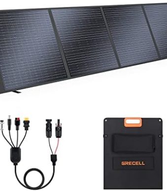 grecell portable 200w solar panel charger with waterproof ip65 case