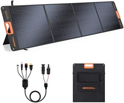 grecell portable 200w solar panel charger with waterproof ip65 case