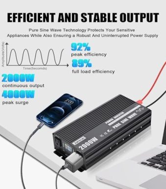 jamesin 2000w pure sine wave inverter with led display