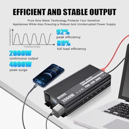 jamesin 2000w pure sine wave inverter with led display