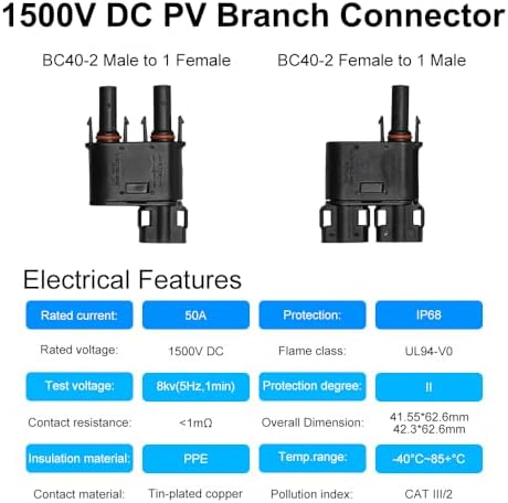 jianhan solar branch connector 50a ip68 waterproof 2 to 1 connectors