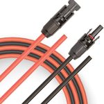 jyft 30ft red + 30ft black solar extension cable with connectors