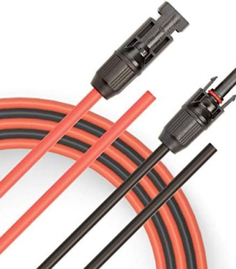 jyft 30ft red + 30ft black solar extension cable with connectors