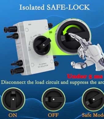 karlkers solar disconnect switch with connectors, 64a, 1000v pv