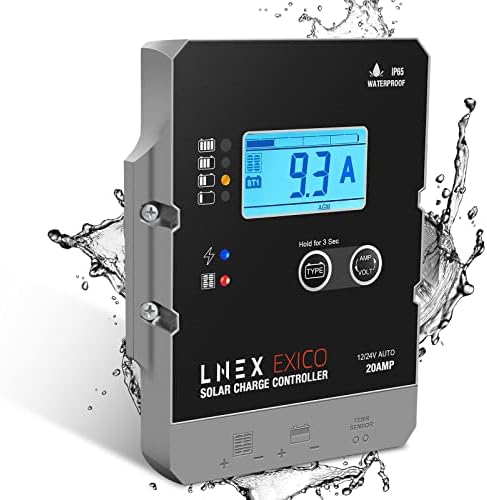 lnex solar charge controller waterproof 20a with lcd display