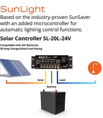 morningstar sunlight 20a pwm controller solar lighting (sl-20l-24v)