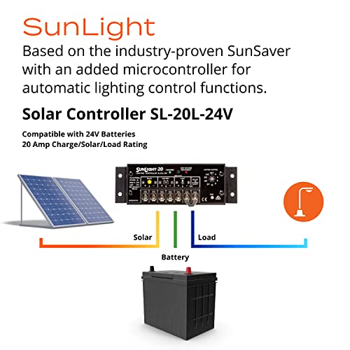 morningstar sunlight 20a pwm controller solar lighting (sl-20l-24v)