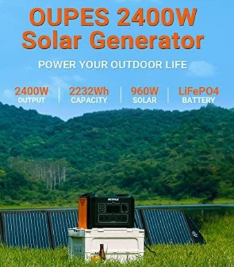 oupes portable power station with solar generator for home backup