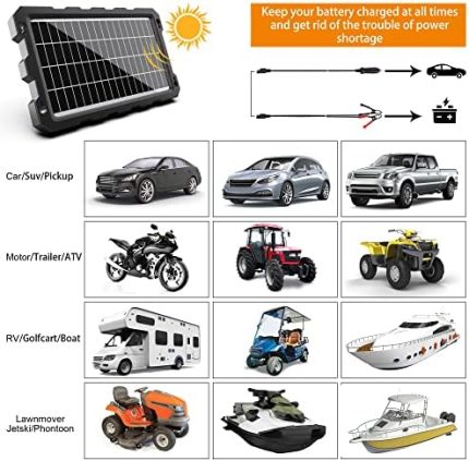 oymsae 7.5w solar car battery charger for automotive and marine vehicles