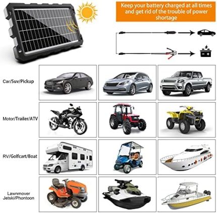 oymsae 7.5w solar car battery charger for automotive and marine vehicles