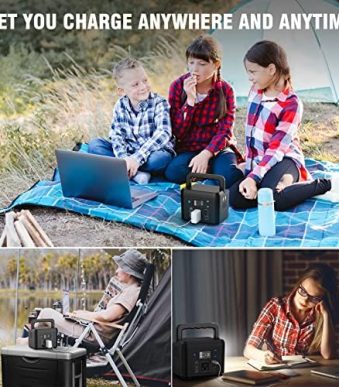 powkey portable 200w power station with ac outlet and led light