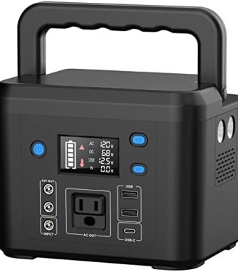 powkey portable 200w power station with ac outlet and led light