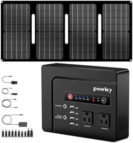 powkey portable power station 200w with solar panel for outdoor use