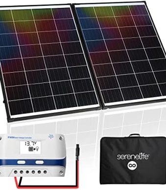 serenelife 200w portable solar panel kit with 20a controller