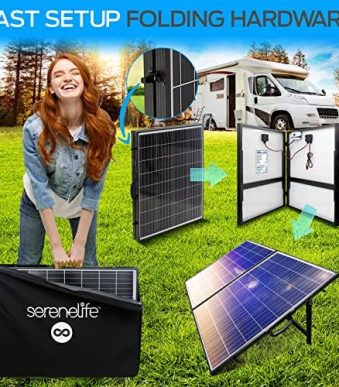 serenelife 200w portable solar panel kit with 20a controller