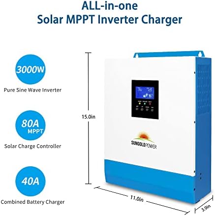 sungoldpower 3000w 24v hybrid solar inverter all-in-one solution