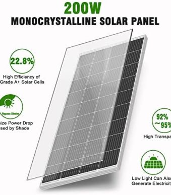 werchtay 200w monocrystalline solar panel for off-grid applications