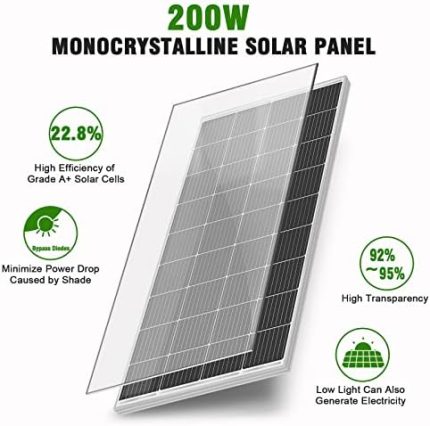 werchtay 200w monocrystalline solar panel for off-grid applications