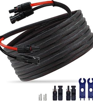 feotech 20ft twin wire solar extension cable with 10awg connectors