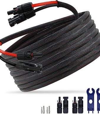 feotech 20ft twin wire solar extension cable with 10awg connectors