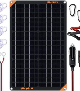 sunapex 30w 12v waterproof solar panel charger for vehicle batteries