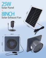 futrpow solar fan kit with 25w panel, high-speed fan