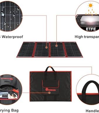 dokio 220w 18v foldable portable solar panel kit