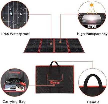 dokio 220w 18v foldable portable solar panel kit