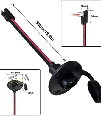 gouku sae power socket sidewall port connector 12awg cable