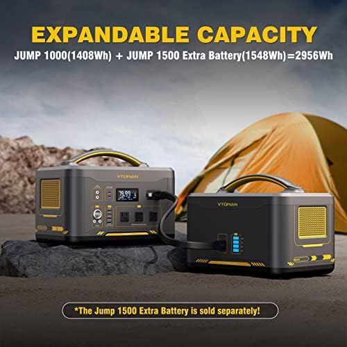 vtoman portable power station with 1000w ac outlets for camping