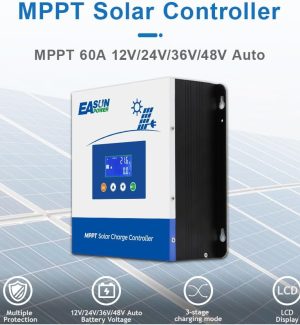 powland 60a mppt solar charge controller intelligent lcd display